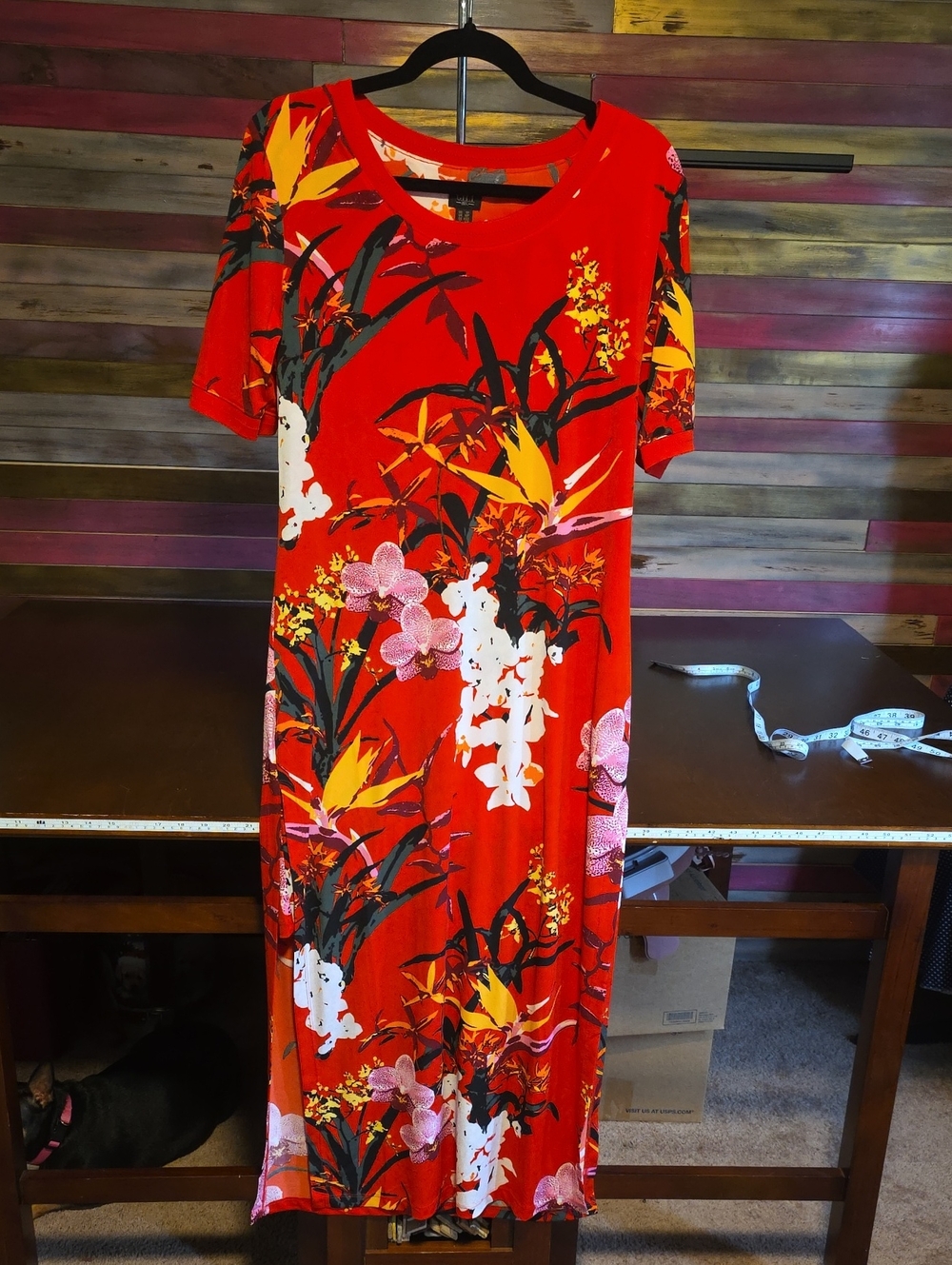 G.I.L.I. Red Floral Short-Sleeve Maxi Dress